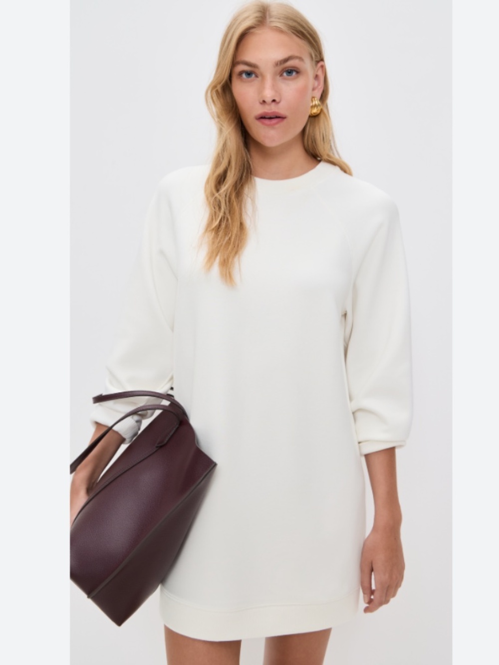 LE BOP Jamie Sweatshirt Mini Dress in Ivory/White - Size L